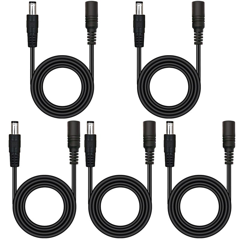 DaFuRui 5Pcs Male to Female DC Extension Cable 3.3ft/1Meter, 5.5mm x 2.1mm Extension Cord DC Plugs Extension Cable 12V Led Extension Cables for CCTV Security Camera and 5~24VDC LED Light Strips - Image 1